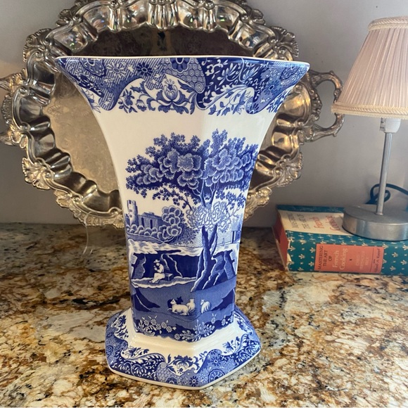 Spode Accents Spode Blue Italian Hexagonal Vase Perfect Condition